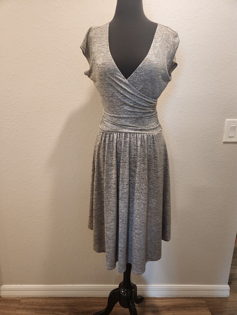 Anthropologie Heather Grey Wrap Midi Dress